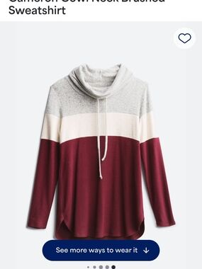 Market & Spruce Brushed Cowl Neck Sweater in Burgundy, Cream & Light Gray